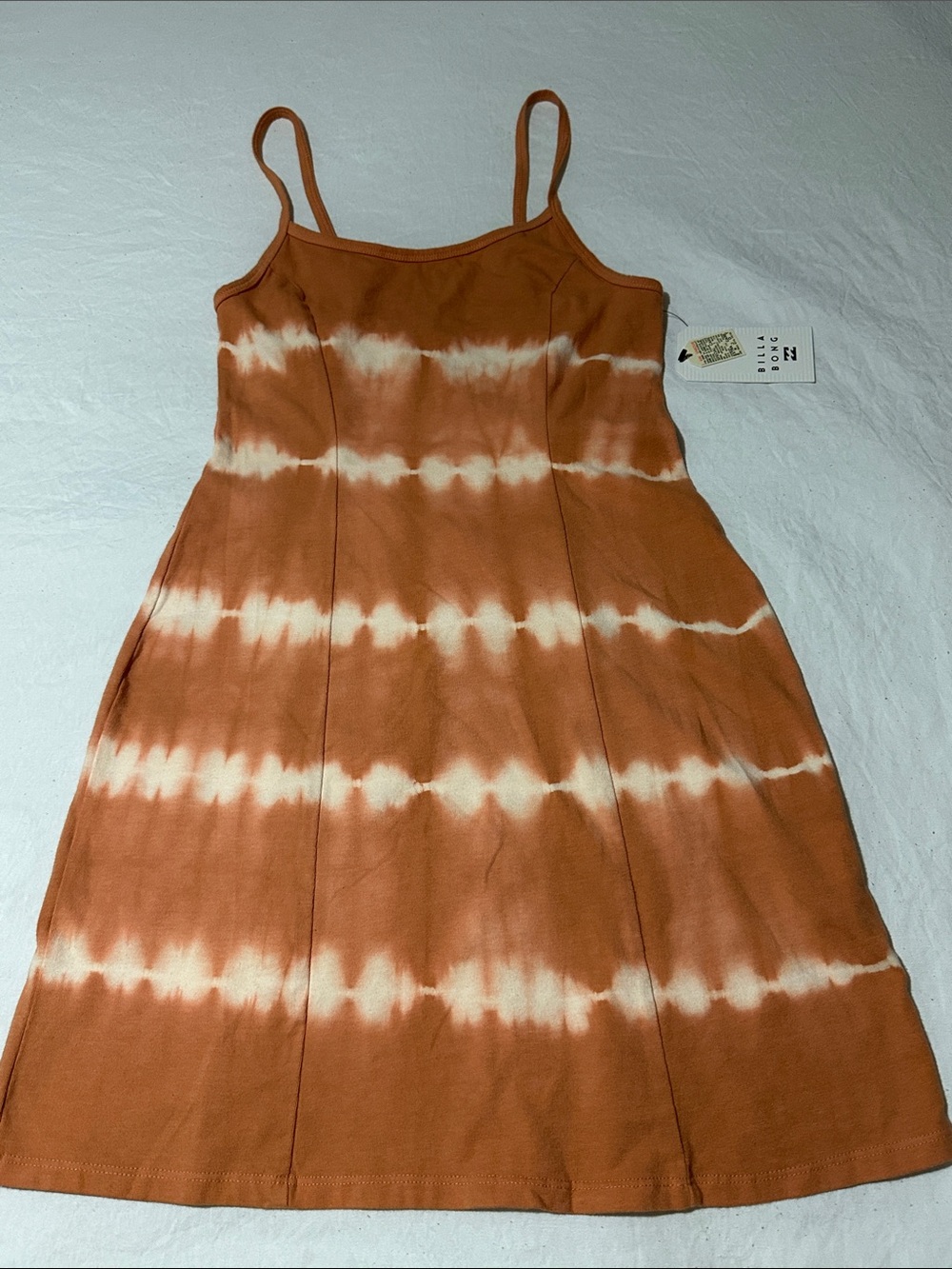 Billabong Rust and Cream Tie-Dye Spaghetti Strap Mini Dress